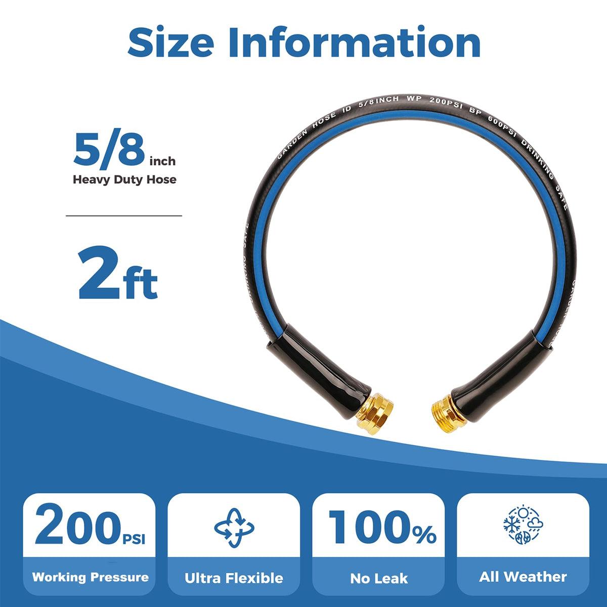 SheeChung short garden hose shows flexible design for maneuvering around plants and planters.