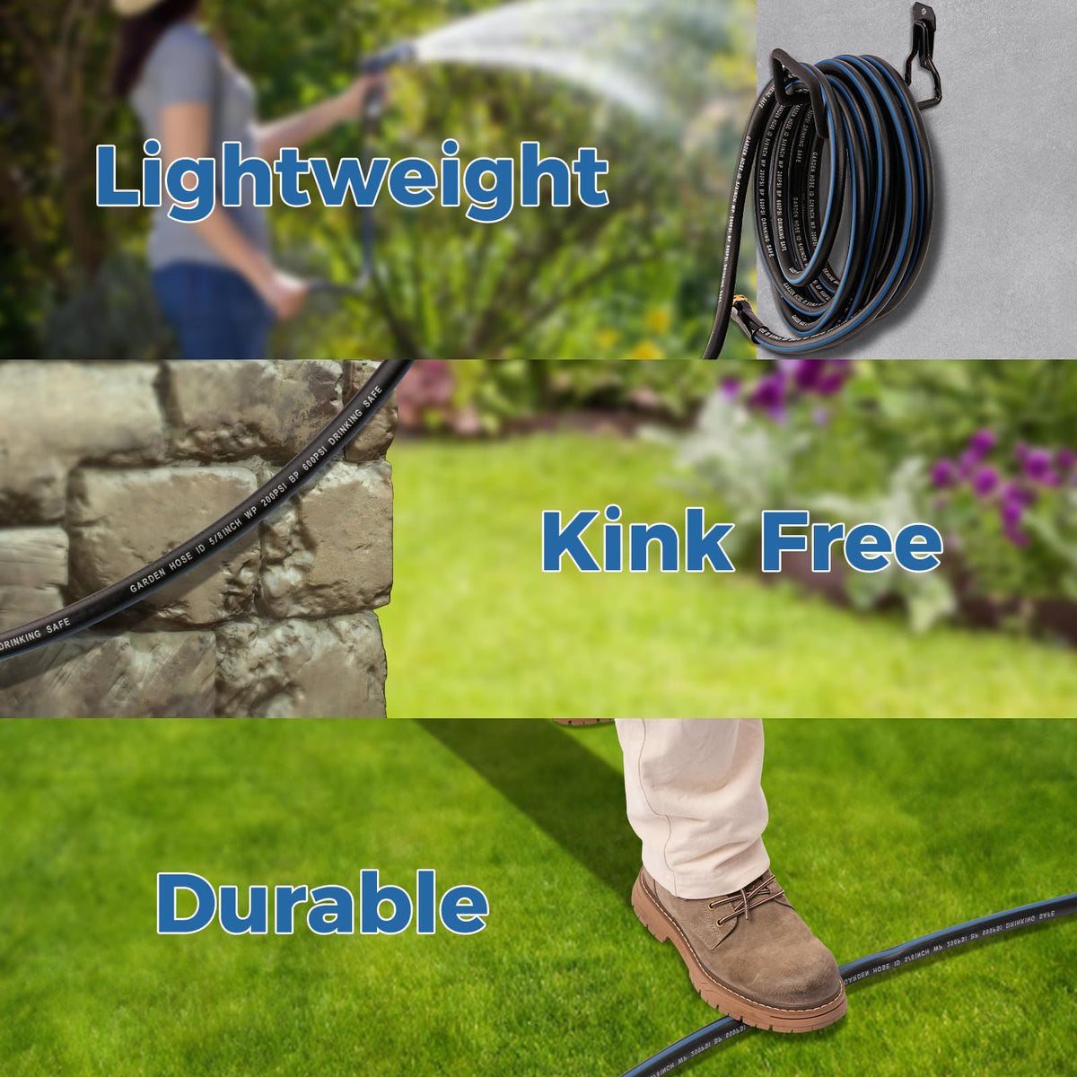SheeChung Short Garden Hose lightweight design eases transport around yard.