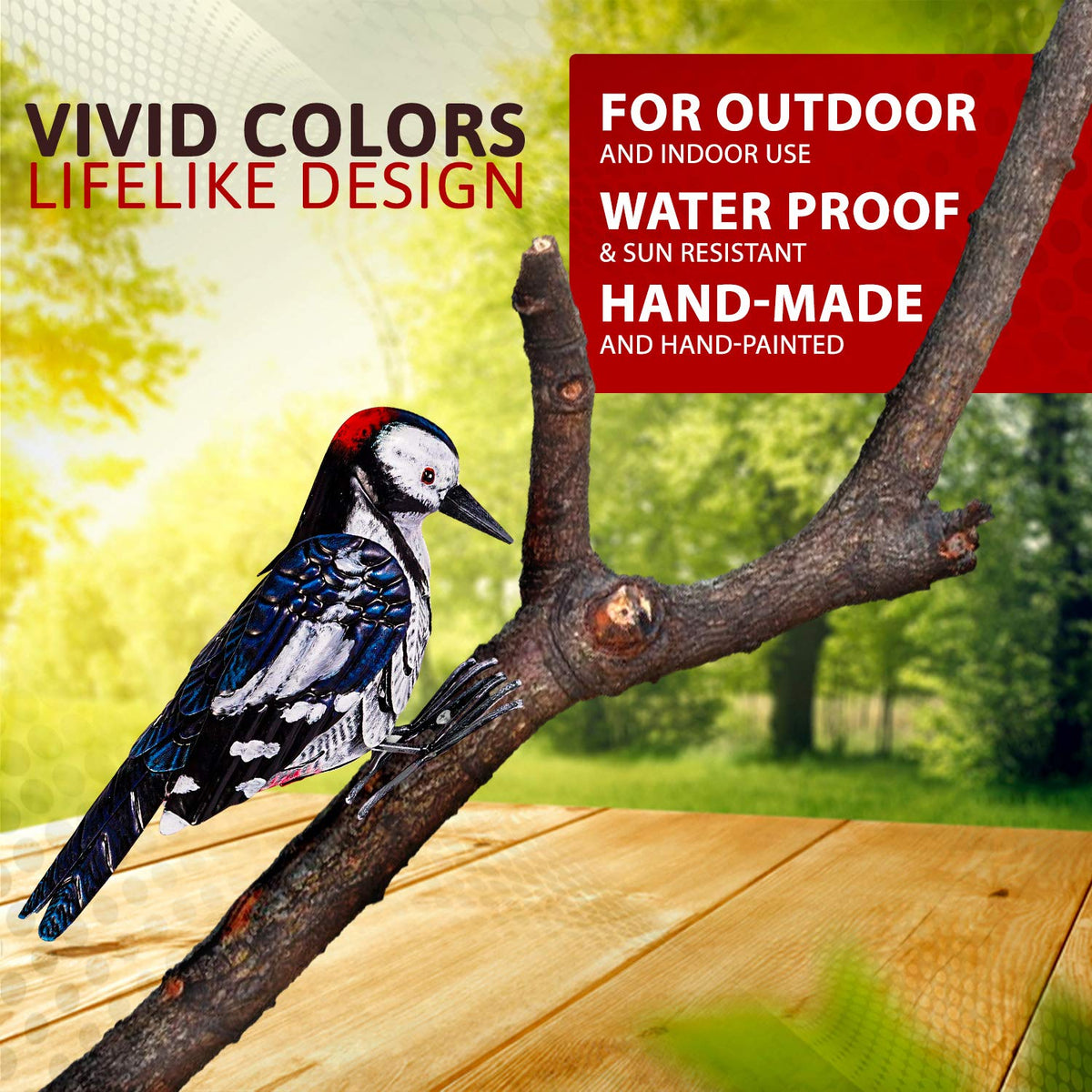 Shefio metal cardinal bird statue enhances an outdoor yard display