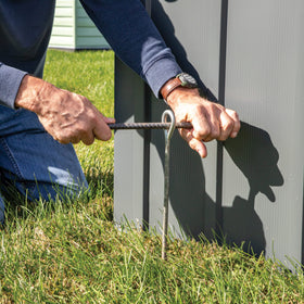 ShelterLogic ShelterAuger clamp-on wire tie-downs deliver a secure shelter connection.
