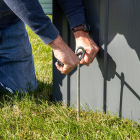 ShelterLogic ShelterAuger heavy-duty steel construction resists rust for repeated uses.