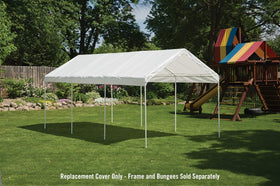 ShelterLogic SuperMax cover ready to install on a 2-inch frame canopy.