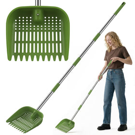 SHENDER chicken poop scooper 2in1 in action, streamlining droppings and debris collection
