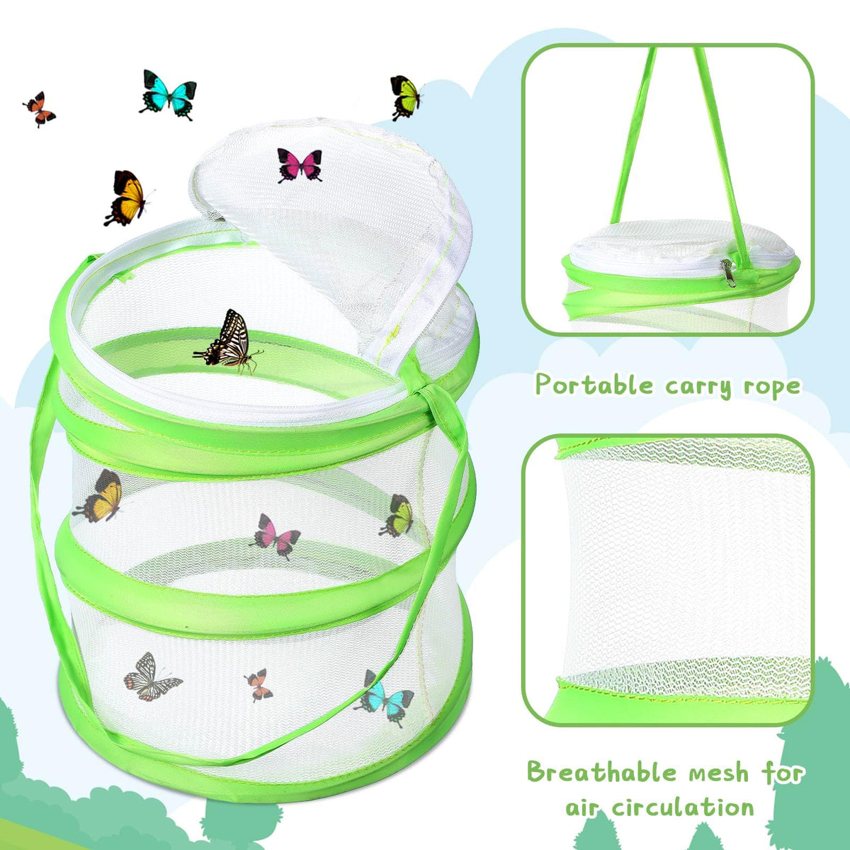 Sherr butterfly habitat handle for easy carrying on the go