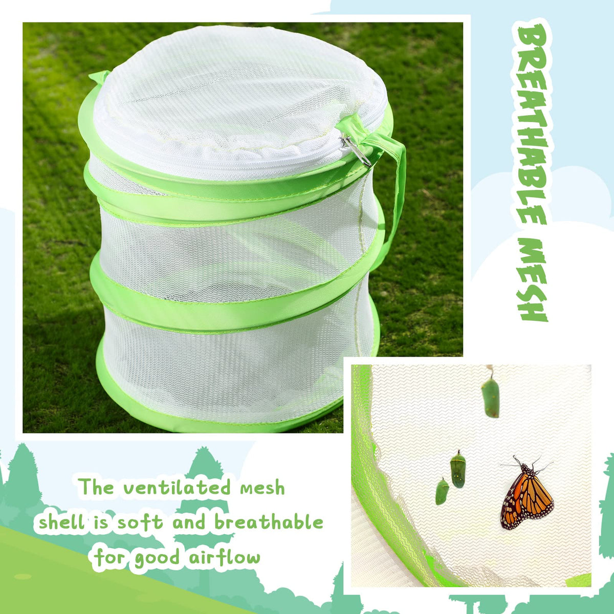 Sherr clear mesh enclosure provides breathable airflow and visibility.