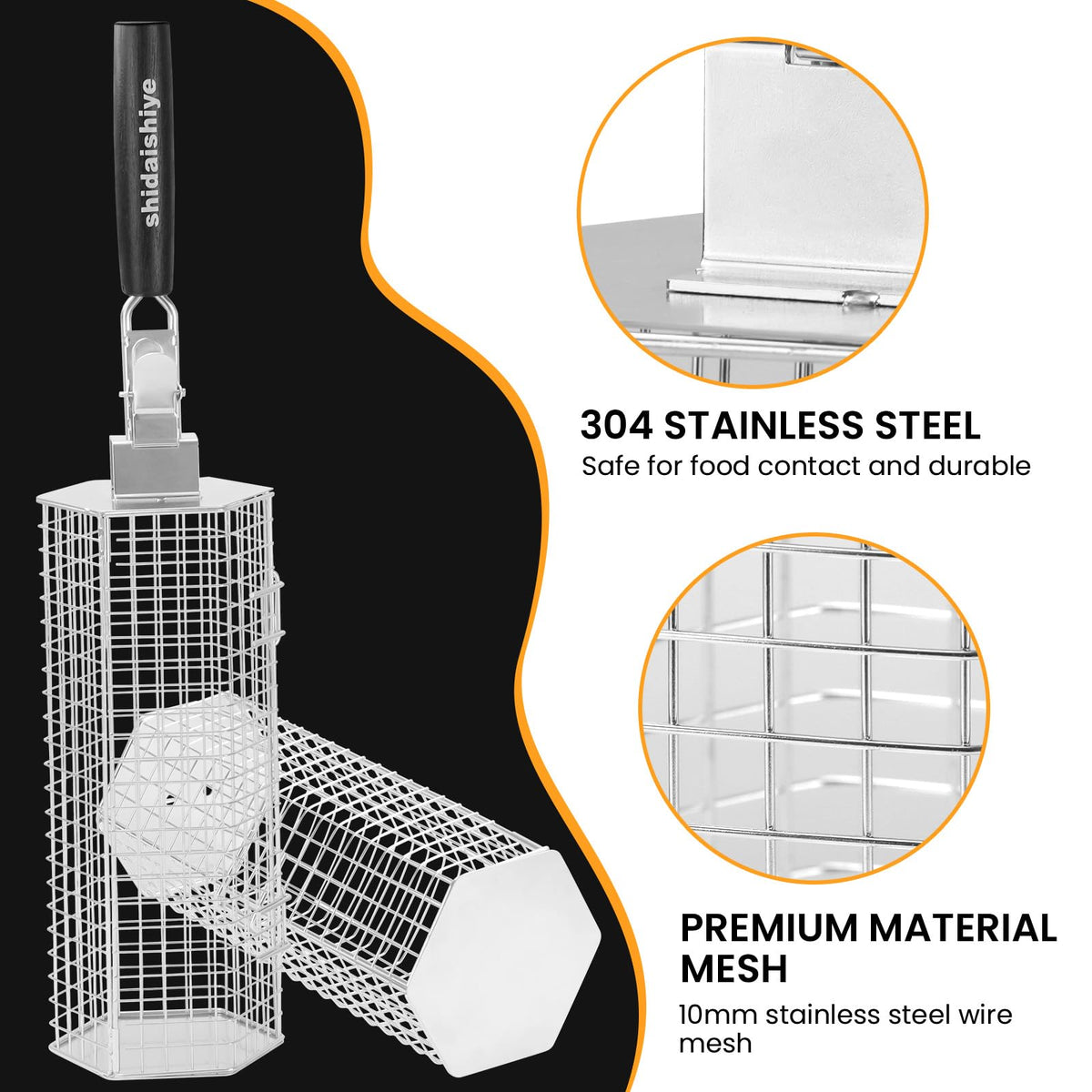 304 stainless steel with mirror finish for rust resistance and easy cleaning