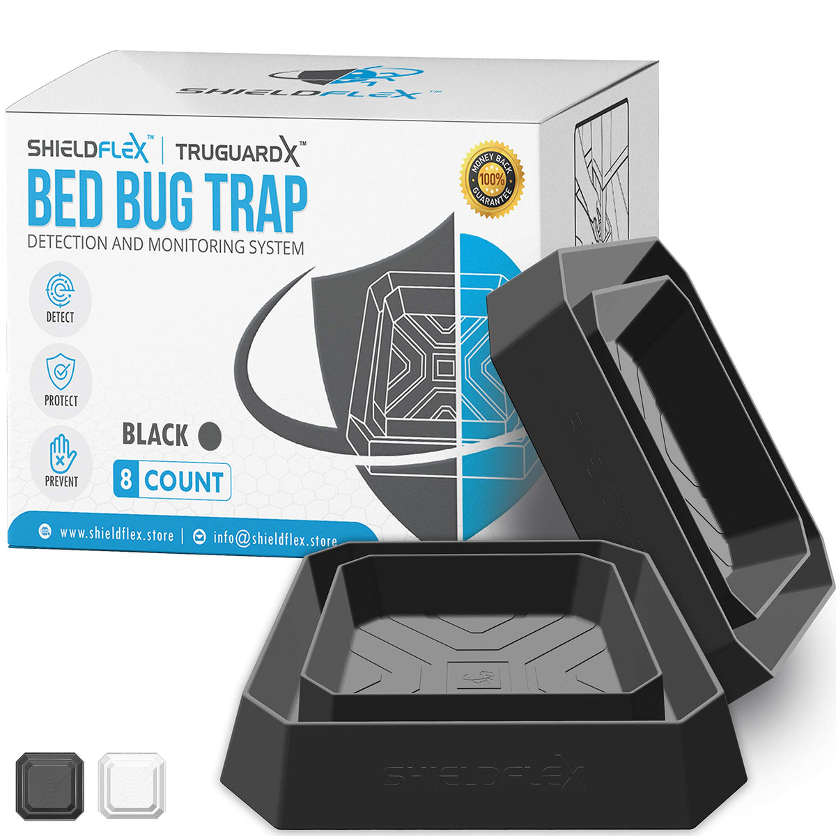 ShieldFlex TruGuard under bed leg trap for discreet protection against bed bugs.