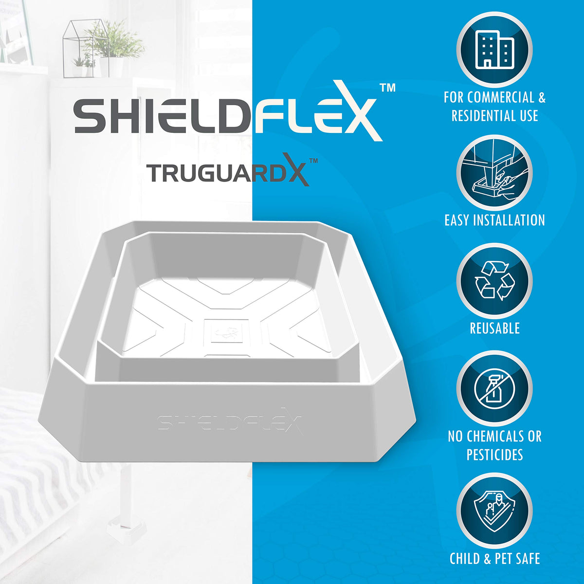 SHIELDFLEX TruGuard eco friendly bed bug traps pack 8 for multi bed use