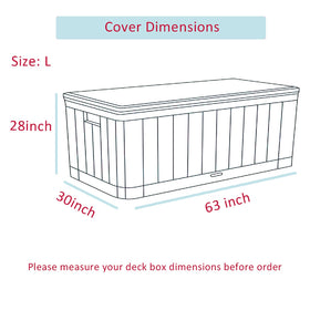 Shieldo deck box cover with elastic hems provides windproof security during storms