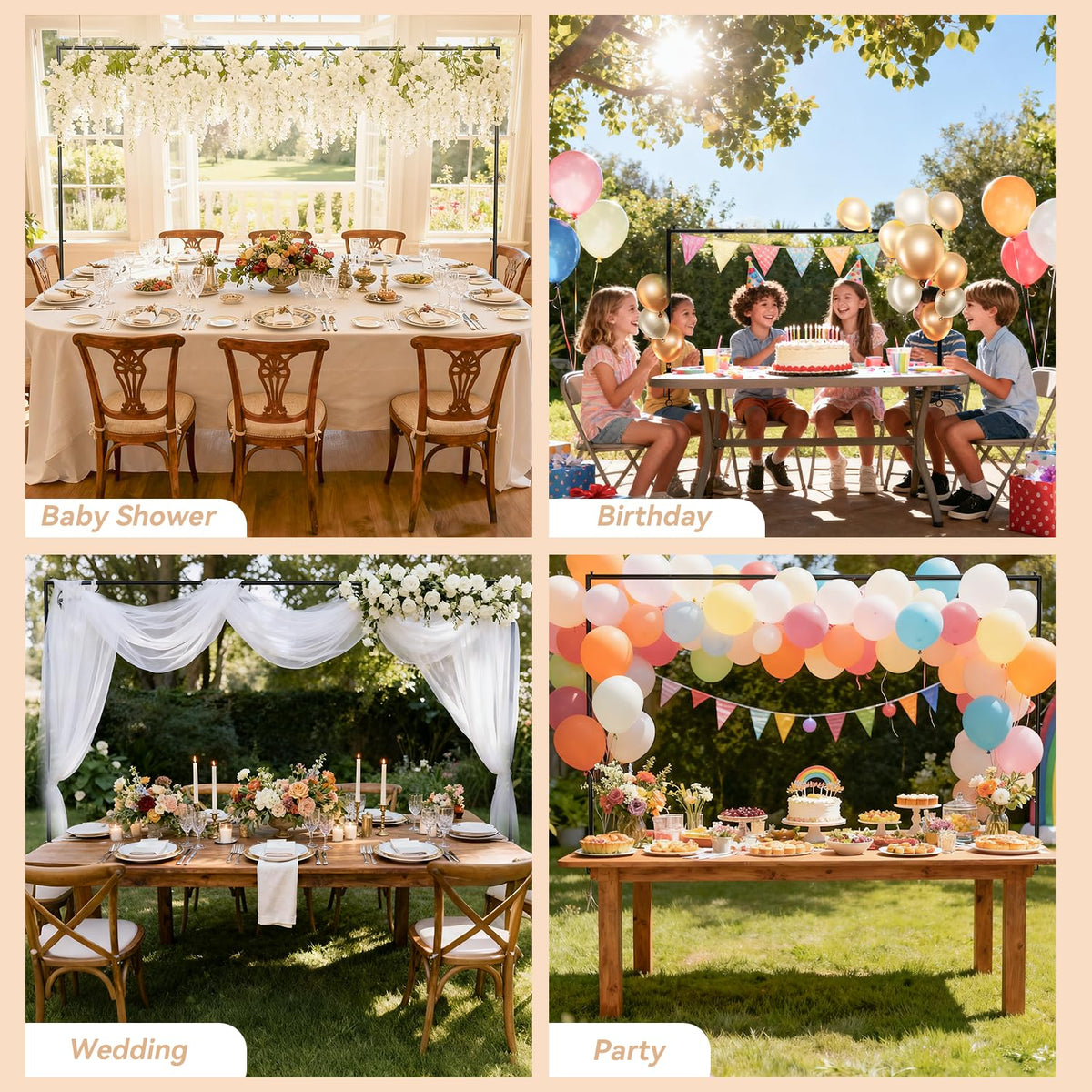 SHIJING decor ideas with tulle lights and bunting for festive tables.