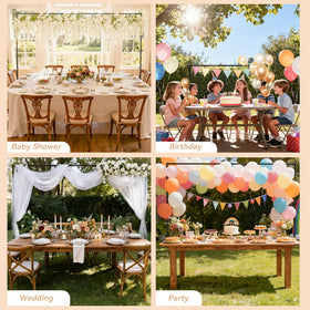 SHIJING decor ideas with tulle lights and bunting for festive tables.