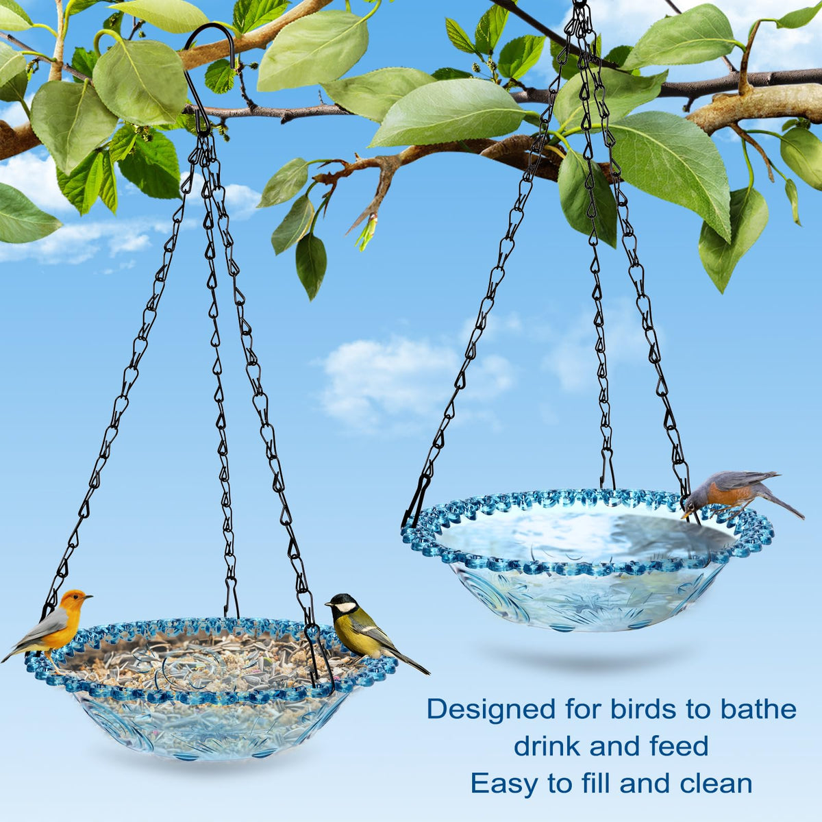 ShiMeiDing backyard bird bath blue invites birds to brighten your garden
