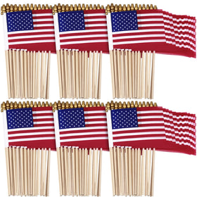 Shimeyao 50-pack American flags on sticks for parade decor and group distribution