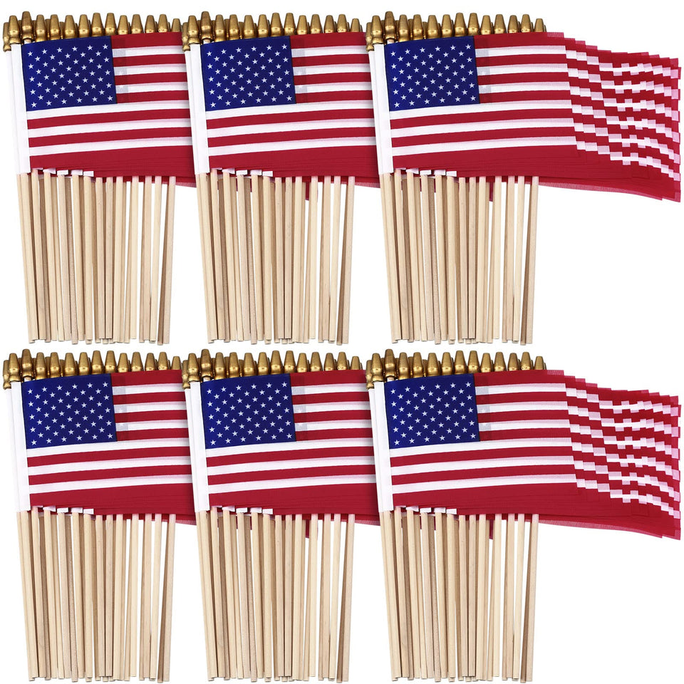 Shimeyao 50-pack American flags on sticks for parade decor and group distribution