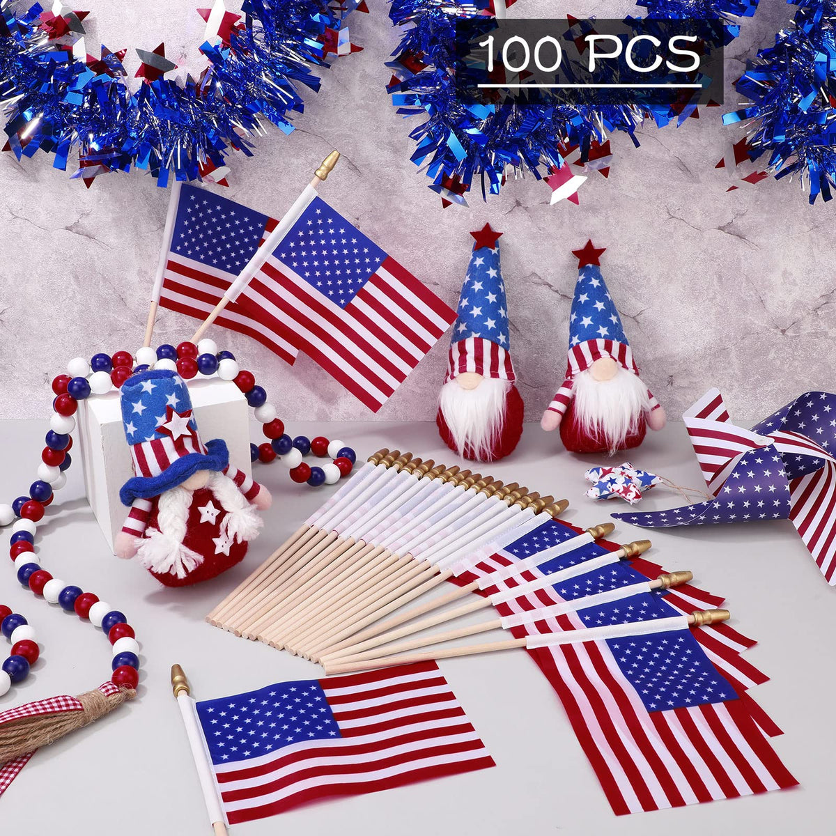 Shimeyao bulk USA flag set for Memorial Day and July 4th
