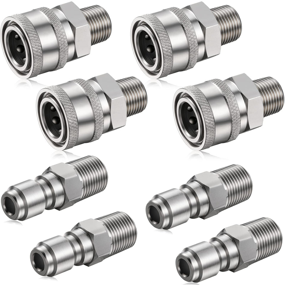 Shimeyao 1/4 inch quick connect plugs, external thread, for fast, secure hose connections.