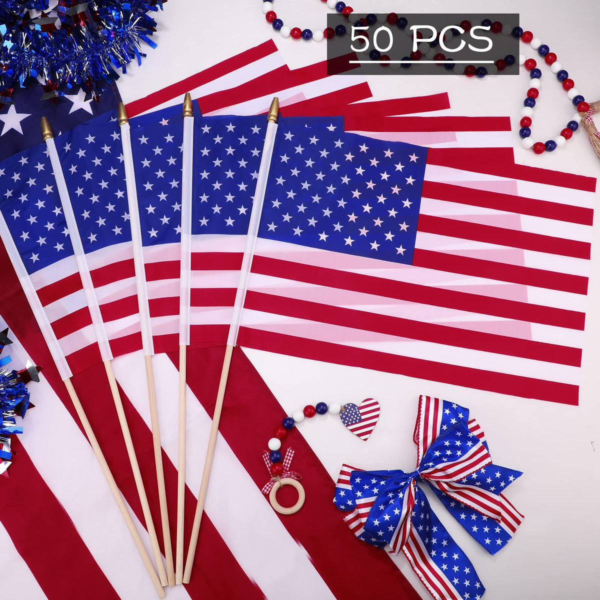 Shimeyao parade-ready flag set offers durable polyester.