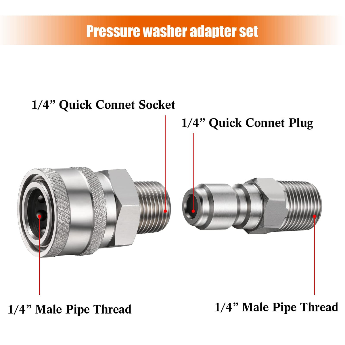 Shimeyao pressure washer adapters in stainless steel withstand high PSI for demanding cleaning.