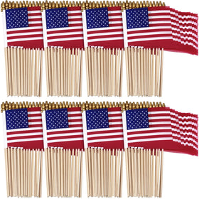 Shimeyao 4x6 inch USA flag on wooden stick for parades and celebrations