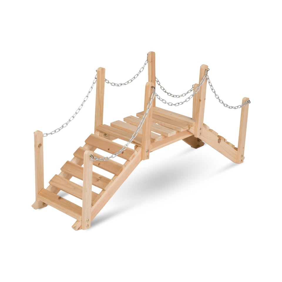 Shine Company 4963N decorative cedar garden bridge with side rails for charming outdoor transitions