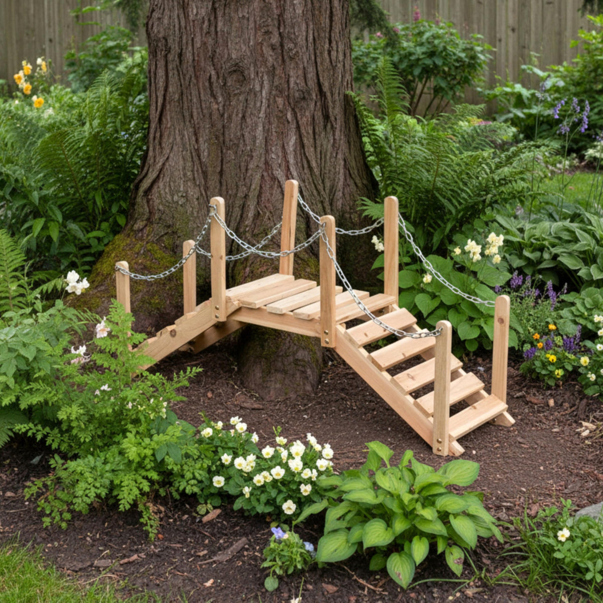 Shine Company 4963N kiln dried cedar bridge highlighting outdoor durability