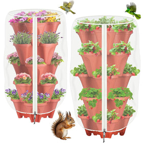 ShineSirius 2Pack vertical planter netting front view blocks pests around pots