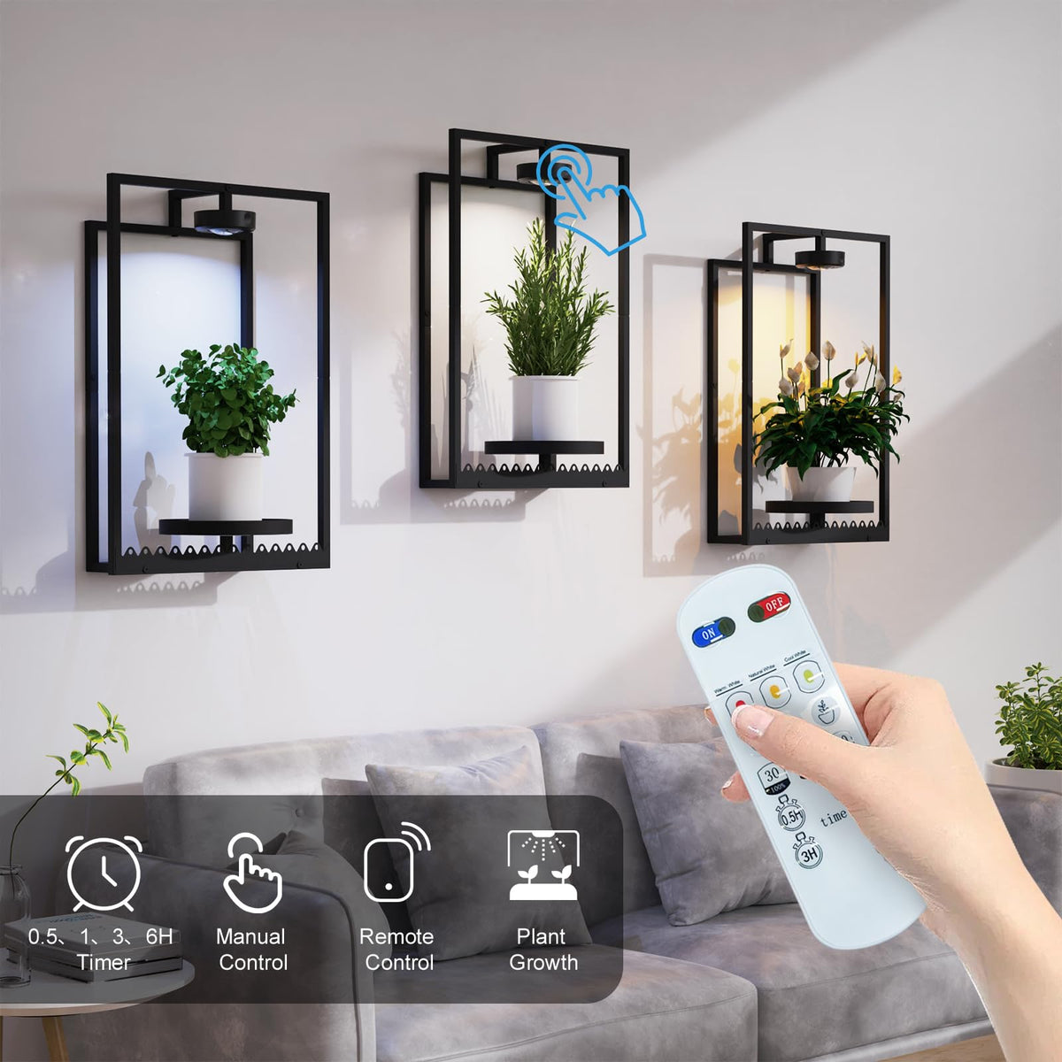 Shineled wall planter holds 3–5 inch pots up to 17 inches tall.