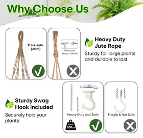 Extra-long cotton rope adds stability and a premium look.