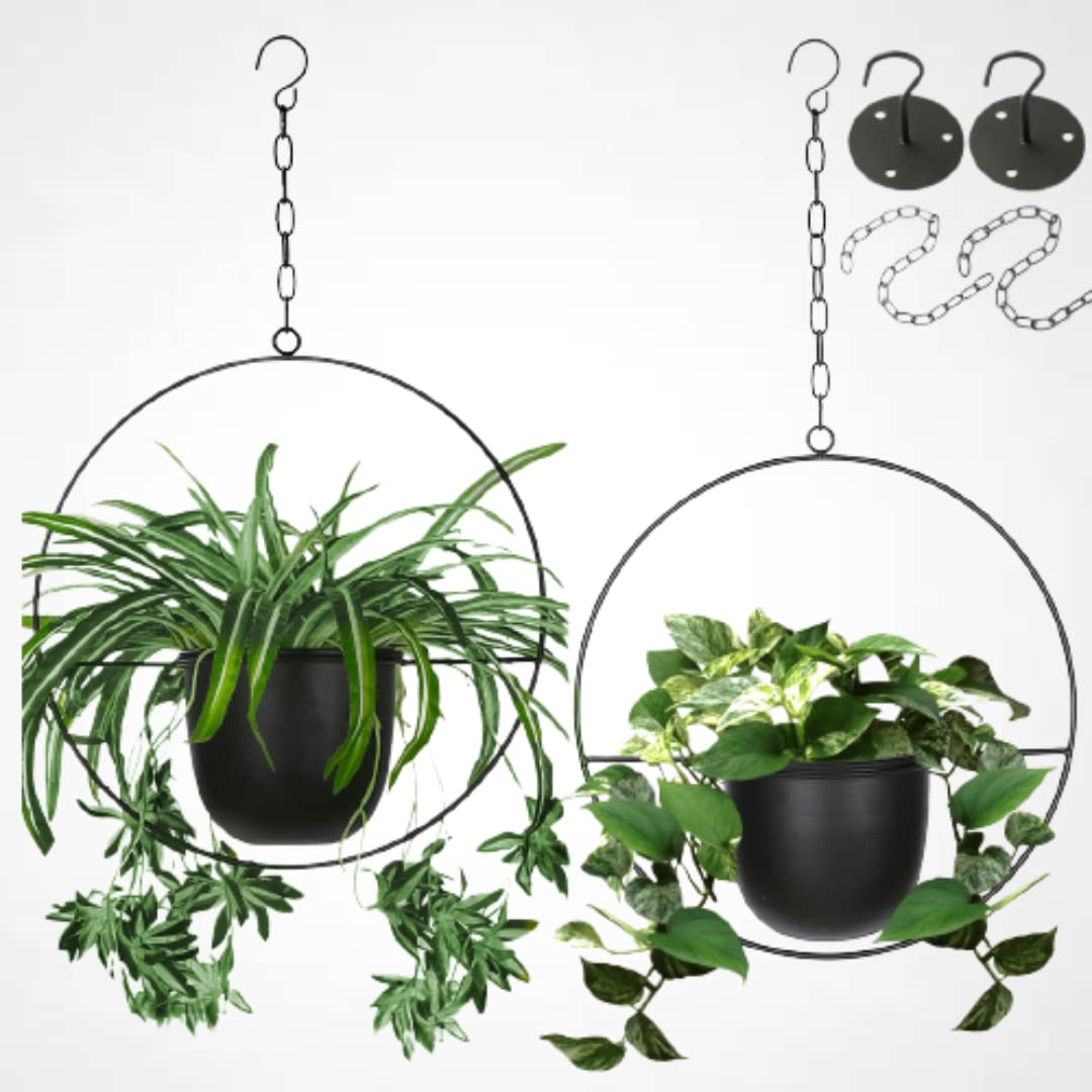 Shineloha hanging planter two-pack with no assembly needed for quick setup.