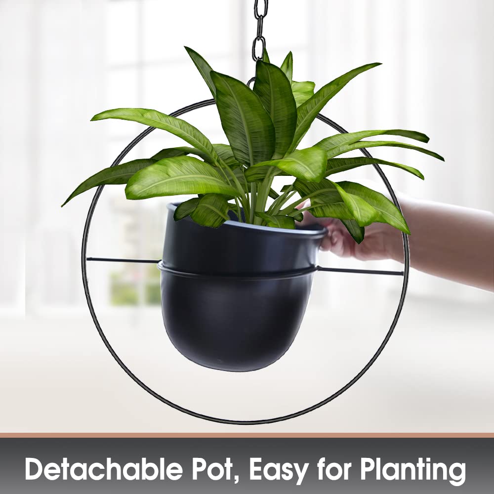 Shineloha hanging planter includes ceiling hook for easy installation.