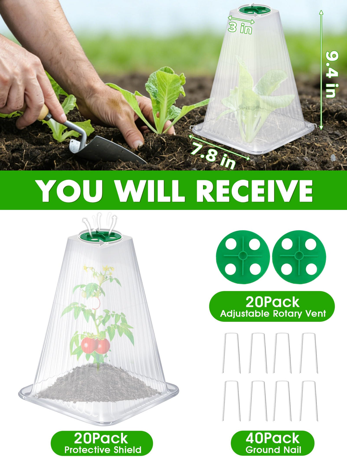 ShineSirius plant protector dome assembly shields seedlings from pests