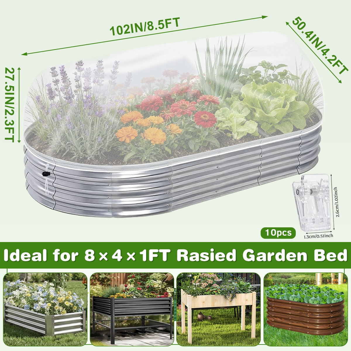 Tall 2.3 ft ShineSirius netting height creates space for upward growth under the cover