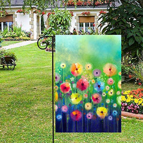 ShineSnow patio lawn flag features a bold green floral motif for curb appeal.