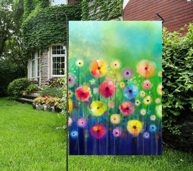 ShineSnow spring-summer floral flag with watercolor greens brightens entryways.
