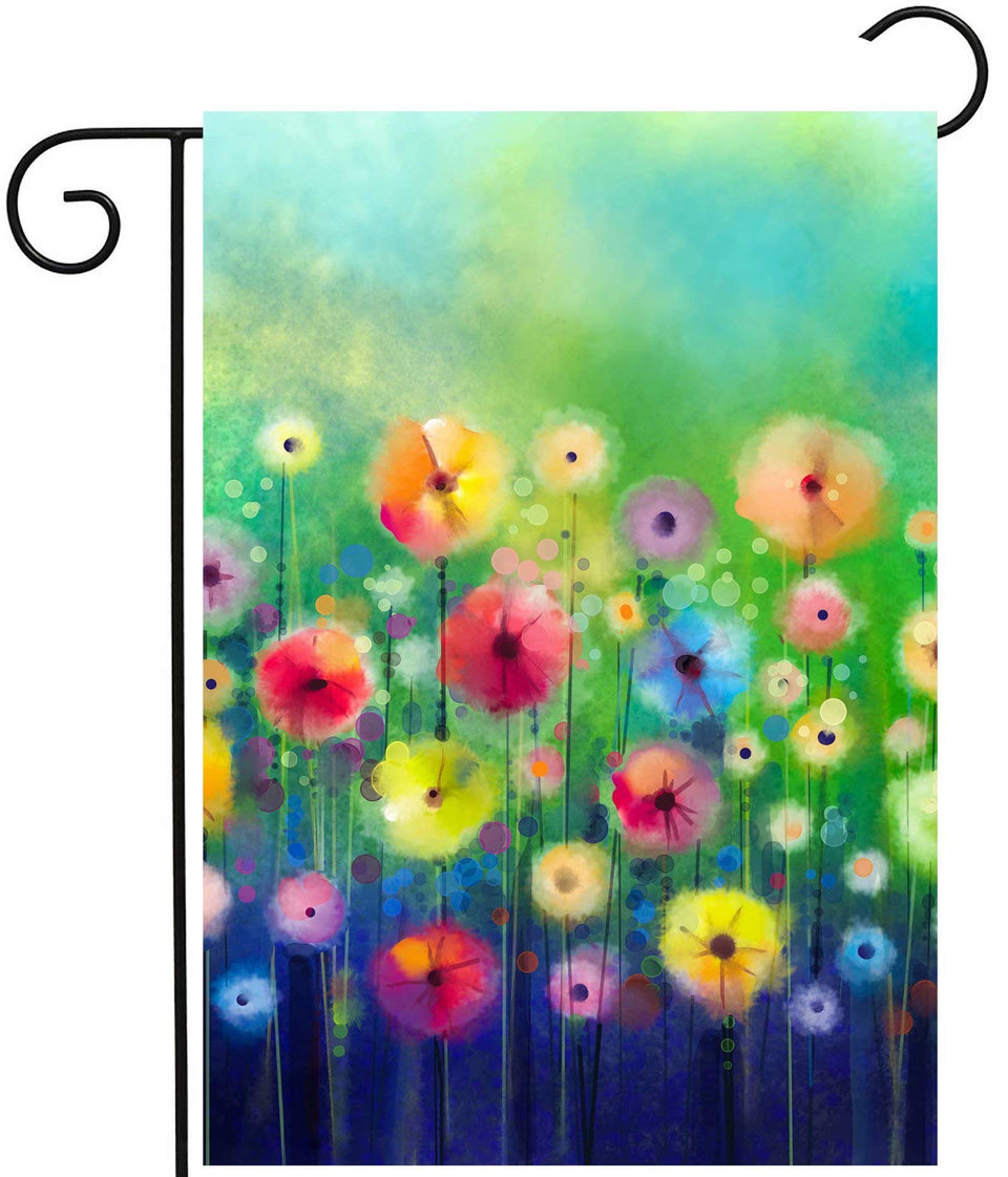 ShineSnow watercolor abstract spring green flowers flag for outdoor decor