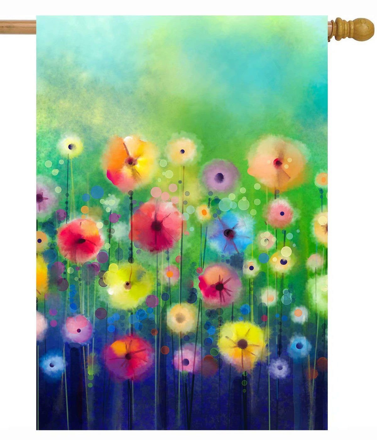 ShineSnow watercolor green floral flag welcomes guests on porch or garden.