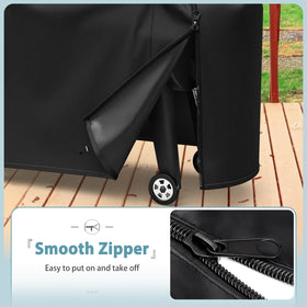 Close-up of reinforced double-stitching on SHINESTAR 600D grill cover.