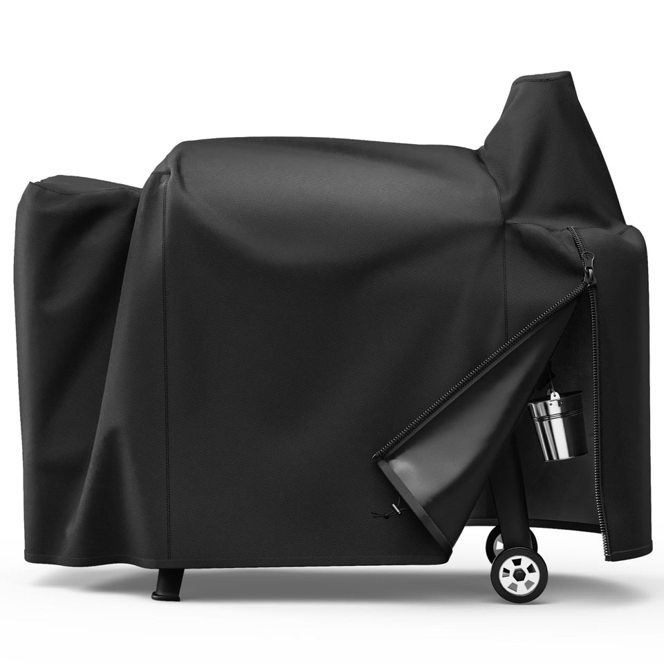 SHINESTAR Pit Boss 820/850 front view cover with weatherproof fabric and snug fit.