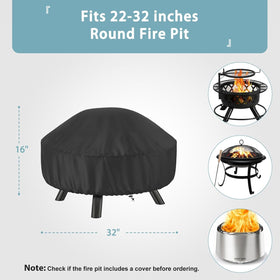 SHINESTAR fire pit cover with adjustable drawstring secures the pit