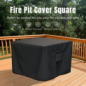 Durable SHINESTAR 600D fabric on square fire pit cover protects long-term outdoor use