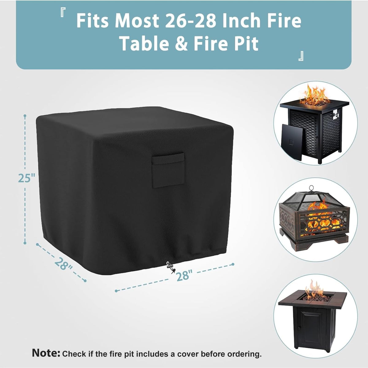 SHINESTAR fire pit cover with waterproof coating protects from rain