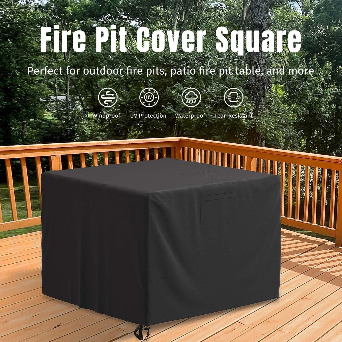 SHINESTAR fire pit cover with waterproof layer keeps rain out and dries quickly