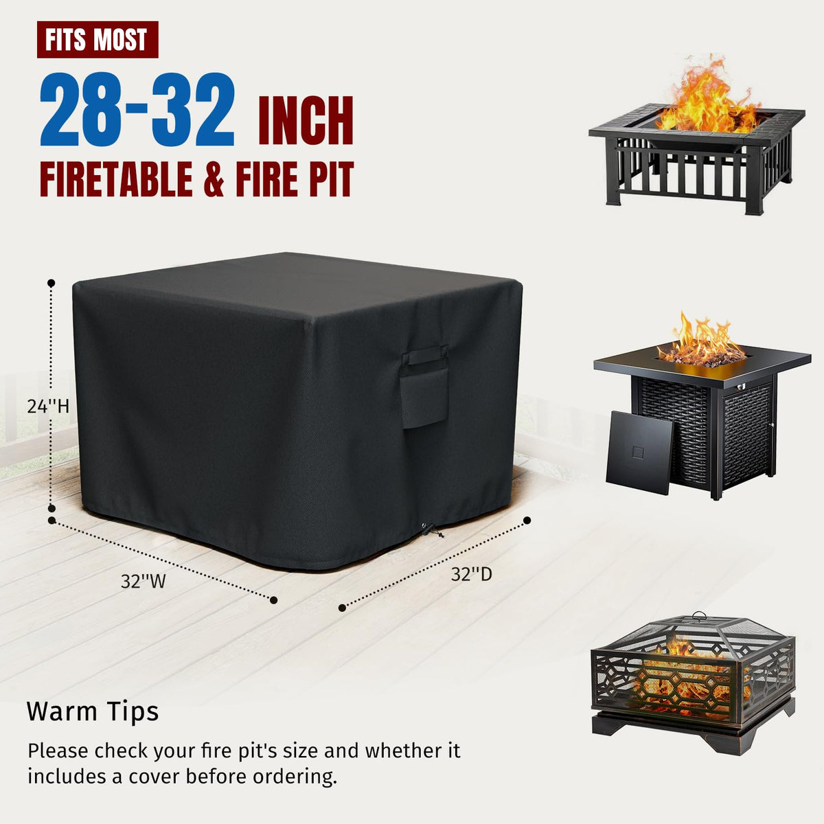 Waterproof SHINESTAR cover shields your fire pit table from rain and splashes