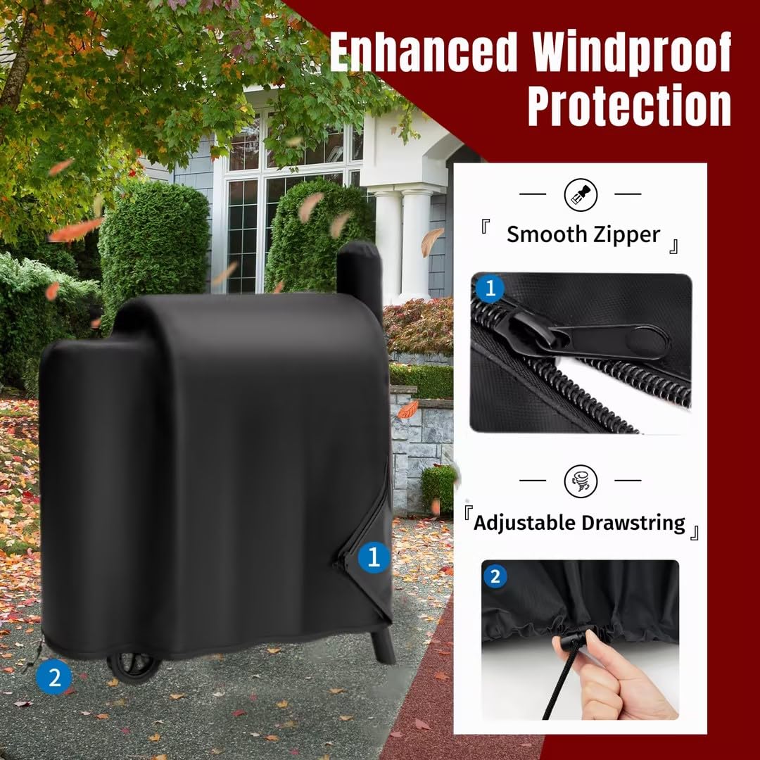 Side zipper on SHINESTAR grill cover enables easy on/off and quick cleaning