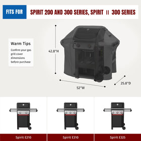 SHINESTAR grill cover with Velcro straps keeps Weber Spirit securely in place.