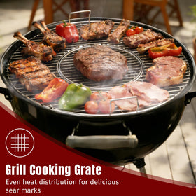 Hinged sides on SHINESTAR grate provide quick charcoal access