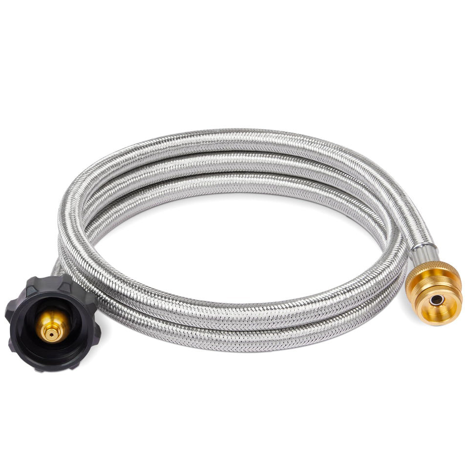 SHINESTAR propane hose adapter connects 1lb to 20lb tanks for extended cooking.