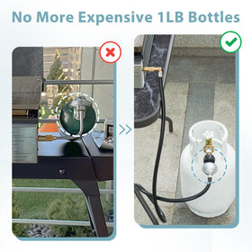 SHINESTAR propane hose extends to fit flexible Blackstone placement.