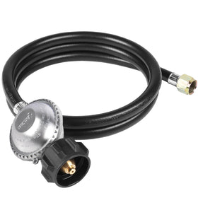 SHINESTAR propane hose and regulator connected for outdoor grilling