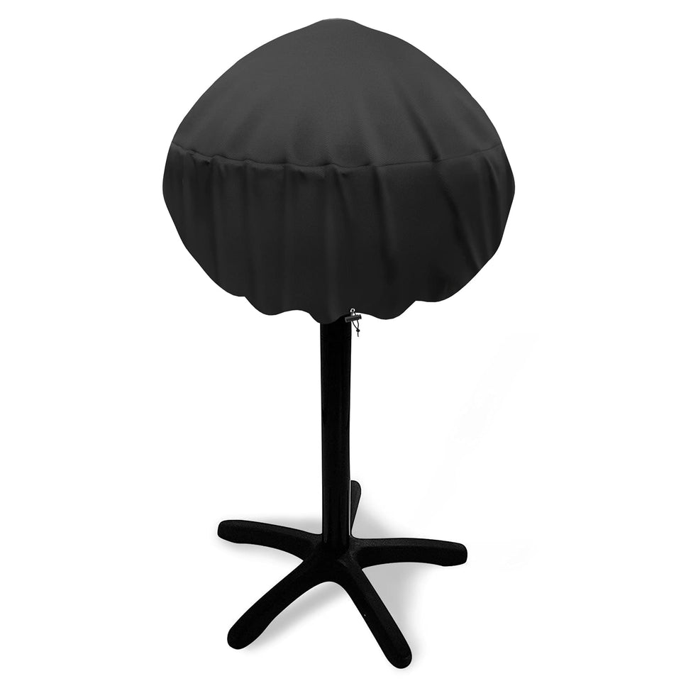 SHINESTAR round grill cover with bottom drawstring secures against wind.